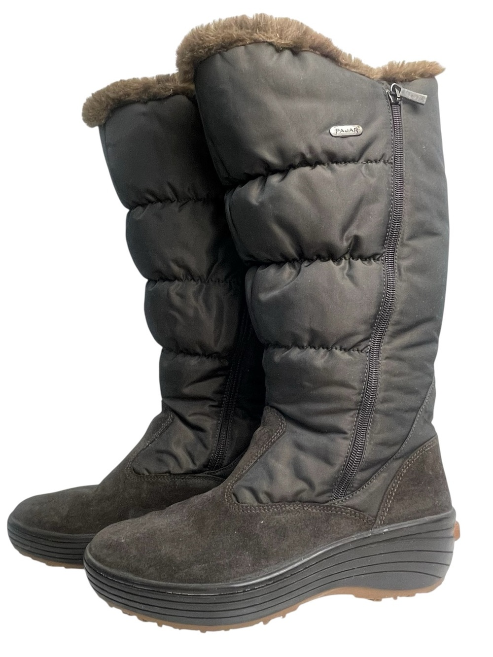 Pajar WMNS Amanda Premium Waterproof "Fur" Lining Suede Nylon Zip Up US 9 EU 40